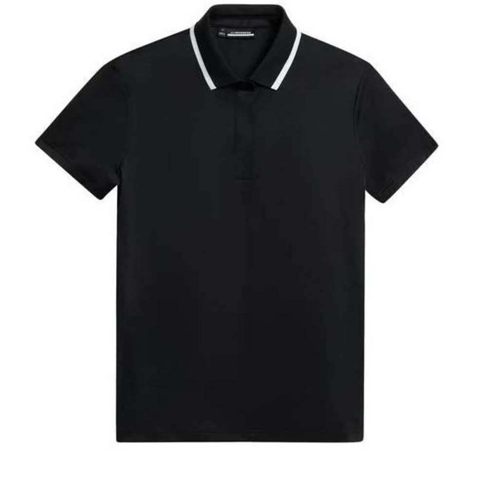 J.Lindeberg Cecile Jacquard Polo Shirt Womens Small Black Leopard Golf GWJT0772